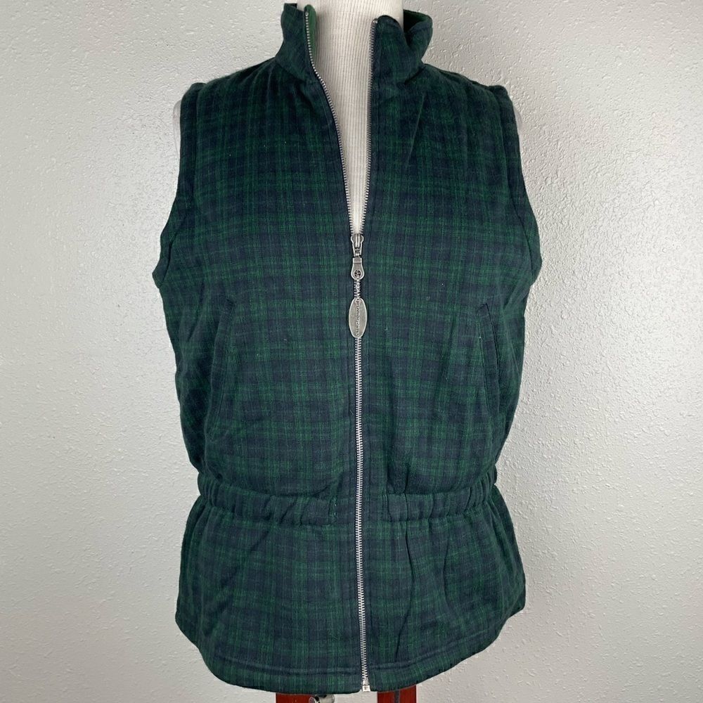 Chaus Sport Two Piece Matching Green Plaid Vest and Casual Pants EUC